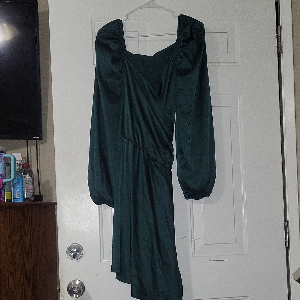 SHEIN Dark Green Long Sleeve Dress